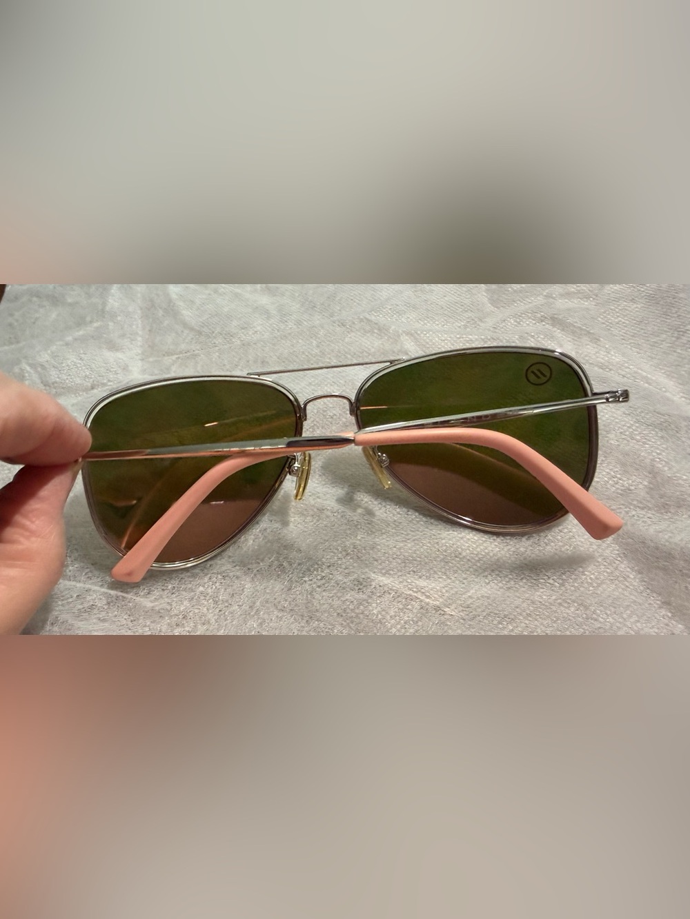 Blenders Aviator Mirrored Sunglasses with Pink Gradient Lenses and Silver Frame - Picture 2 of 3